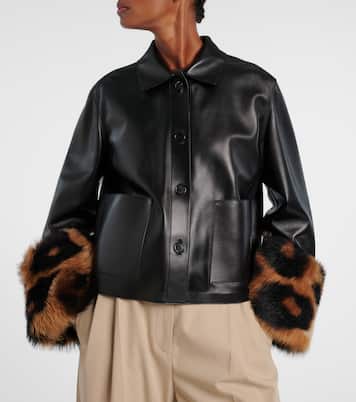 Shearling-trimmed leather jacket | Loewe