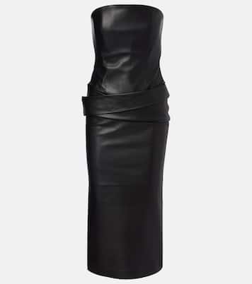Robe midi bustier en cuir | Alex Perry