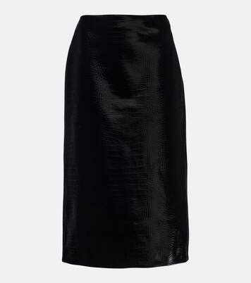 Croc-effect leather pencil skirt | Gucci