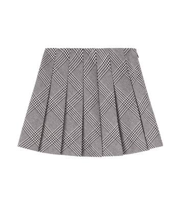 Houndstooth pleated wool-blend skirt | Self-Portrait Kids