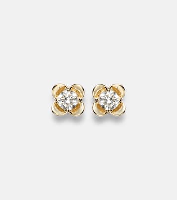 Ohrringe Clover Mini aus 14kt Gelbgold (585/1000) mit Diamanten | Stone and Strand