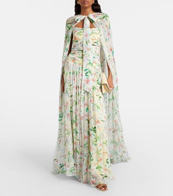 Draped floral caped gown | Là Fuori