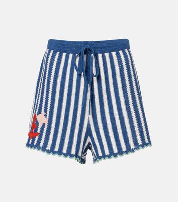 Crochet striped cotton shorts | Alémais