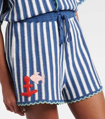 Crochet striped cotton shorts | Alémais
