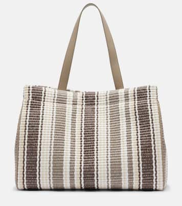 Monili Medium striped raffia tote bag | Brunello Cucinelli