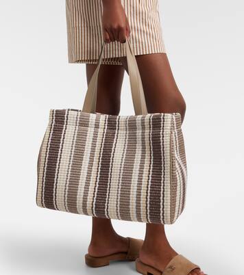 Monili Medium striped raffia tote bag | Brunello Cucinelli