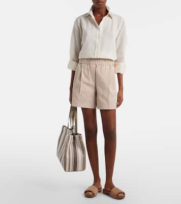 Monili Medium striped raffia tote bag | Brunello Cucinelli
