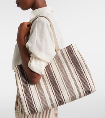 Monili Medium striped raffia tote bag | Brunello Cucinelli