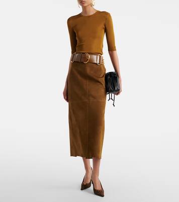 Selly suede midi skirt | Nour Hammour