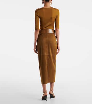 Selly suede midi skirt | Nour Hammour