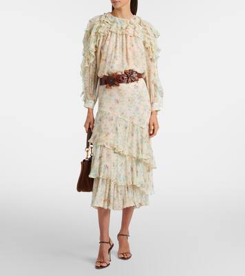 Willow ruffled floral silk blouse | Ulla Johnson