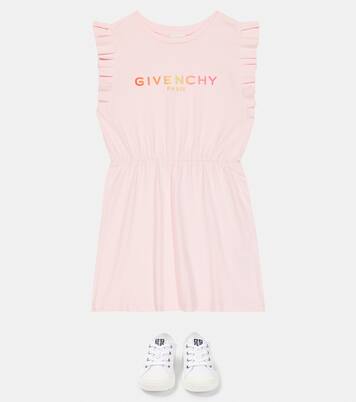 Ruffle-trimmed cotton dress | Givenchy Kids