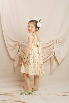 Printed lace-trimmed cotton dress | Paade Mode