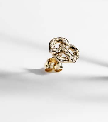 Pretzel 14kt gold single stud earring with diamonds | Sydney Evan