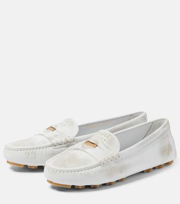 Distressed suede penny loafers | Miu Miu