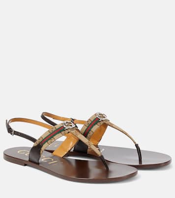 Leather-trimmed thong sandals | Gucci