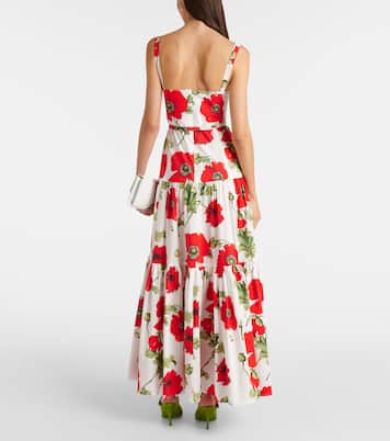 Robe longue en coton mélangé à fleurs | Oscar de la Renta
