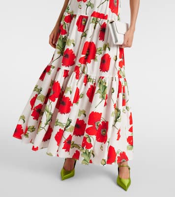 Robe longue en coton mélangé à fleurs | Oscar de la Renta