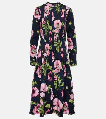 Floral cotton-blend midi dress | Oscar de la Renta