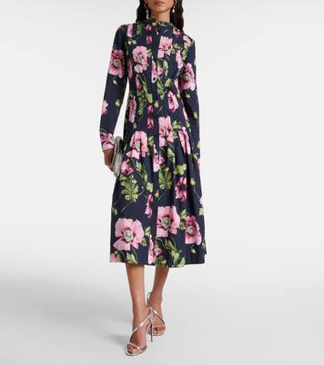 Floral cotton-blend midi dress | Oscar de la Renta