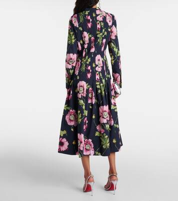 Floral cotton-blend midi dress | Oscar de la Renta