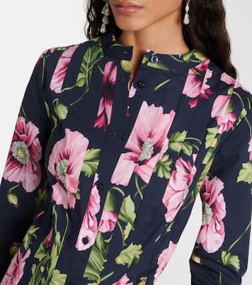 Floral cotton-blend midi dress | Oscar de la Renta
