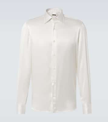 Silk satin tuxedo shirt | Rubinacci