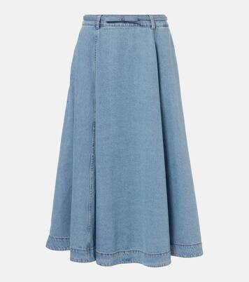 Falda midi Crush Denim Full flared | Zimmermann
