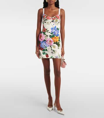 فستان قصير بطبعات الورود | Dolce&Gabbana