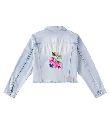 Distressed patch-appliqué denim jacket | Monnalisa