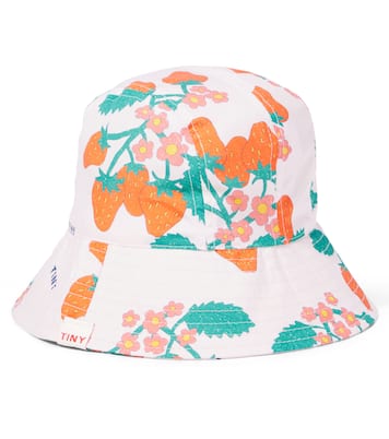 Strawberries printed cotton bucket hat | Tinycottons