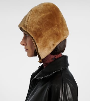 Mütze Belmer aus Shearling mit Leder | Acne Studios
