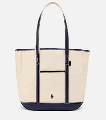 Leather-trimmed canvas tote bag | Polo Ralph Lauren