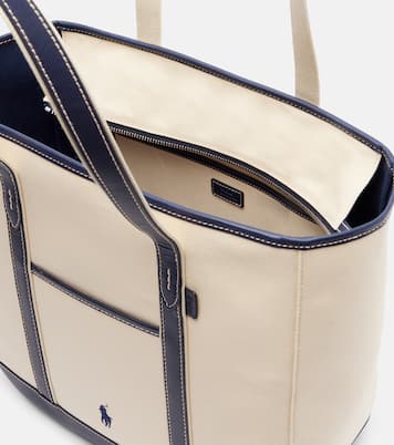 Leather-trimmed canvas tote bag | Polo Ralph Lauren