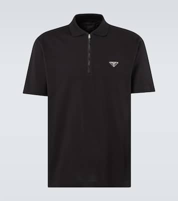 Re-Nylon-trimmed cotton piqué polo shirt | Prada