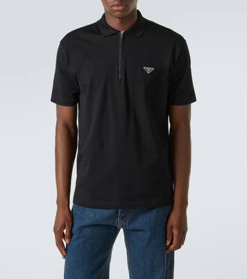 Re-Nylon-trimmed cotton piqué polo shirt | Prada