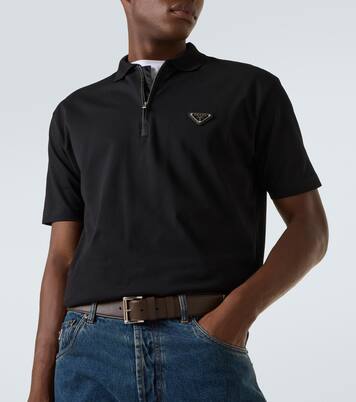 Re-Nylon-trimmed cotton piqué polo shirt | Prada