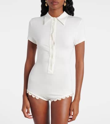Crochet-trimmed cotton-blend bodysuit | Magda Butrym