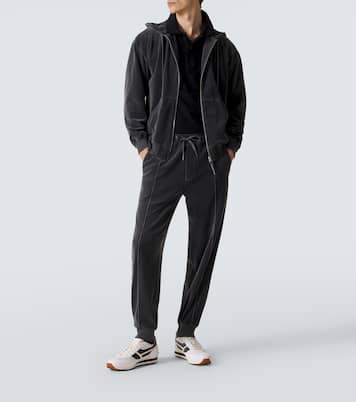 Cotton-blend velour zip-up hoodie  | Tom Ford