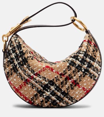 Knight Arc leather-trimmed bouclé shoulder bag | Burberry