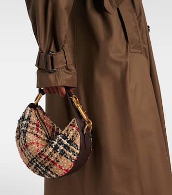 Knight Arc leather-trimmed bouclé shoulder bag | Burberry