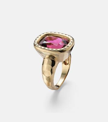 Anillo Mirage de oro de 18 ct con rubelita y diamantes | Octavia Elizabeth