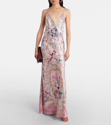 Embellished floral silk satin maxi dress | Camilla