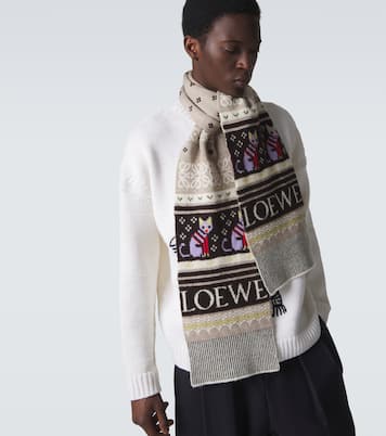 x Louis Wain wool-blend jacquard scarf | Loewe