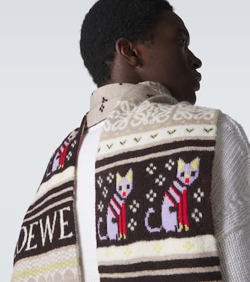 x Louis Wain wool-blend jacquard scarf | Loewe