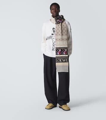 x Louis Wain wool-blend jacquard scarf | Loewe