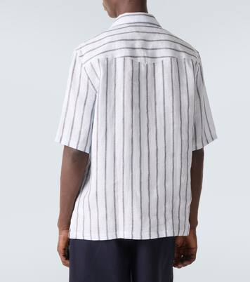 Striped linen bowling shirt | Brunello Cucinelli