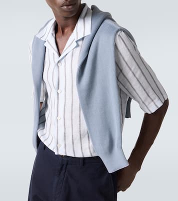Striped linen bowling shirt | Brunello Cucinelli