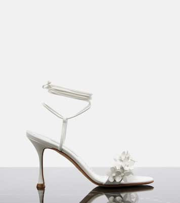 Anista floral-appliqué leather sandals | Manolo Blahnik