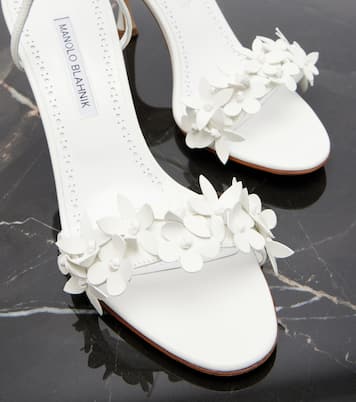 Anista floral-appliqué leather sandals | Manolo Blahnik